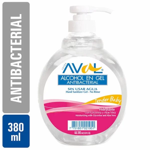 Alcohol Gel Antibacterial Aval Tender Baby Cont.neto 380 Ml...venta X 1unidad