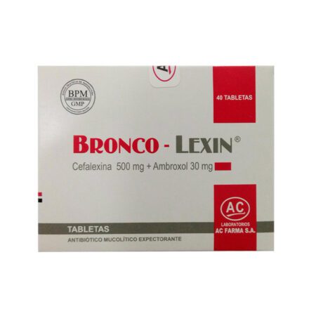 BRONCO-LEXIN (CEFALEXINA 500 + AMBROXOL 30) CAJA X 40 TABLETAS...venta x 1unidad