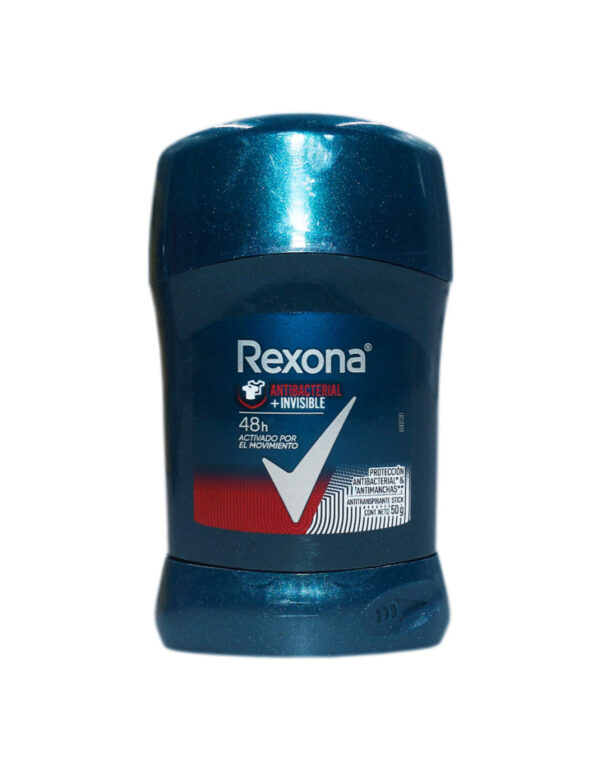 DESODORANTE REXONA BARRA ANTIBACTERIAL + INVISIBLE CONT.NETO 50 GR...venta x 1unidad