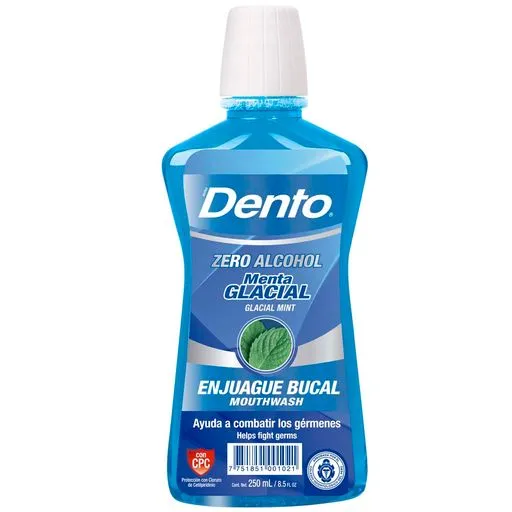 ENJUAGUE BUCAL DENTO MENTA GLACIAL  CONT.NETO 250 ML...venta x 1unidad