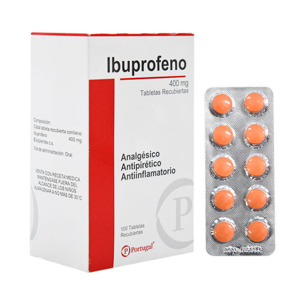 IBUPROFENO 400MG CAJA X 100 TABLETAS RECUBIERTAS...venta x 1unidad