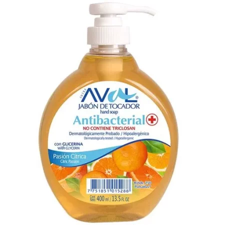 JABÓN LÍQUIDO AVAL ANTIBACTERIANO PASIÓN CÍTRICA CONT. NETO 400ML...venta x 1unidad