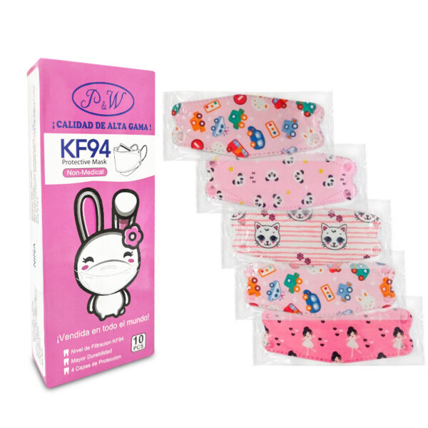 MASCARILLA KF 94 NIÑOS CAJA X 10 UNIDADES (rosado y naranja)...venta x 1unidad