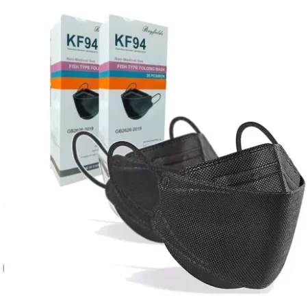 MASCARILLA KN 94 NEGRA FISH TYPE FOLDING MASK CAJA X 20 UNIDADES...venta x 1unidad