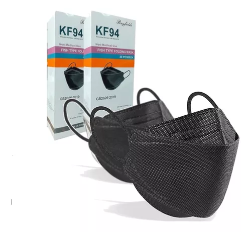 MASCARILLA KN 94 NEGRA FISH TYPE FOLDING MASK CAJA X 20 UNIDADES...venta x 1unidad