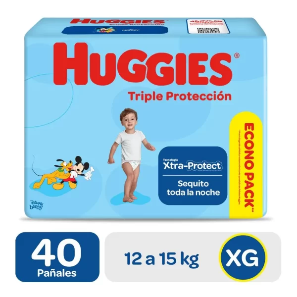 PAÑAL HUGGIES TRIPLE PROTECCIÓN COLOR CELESTE TALLA ( XG ) ( pañales)...venta x 1unidad