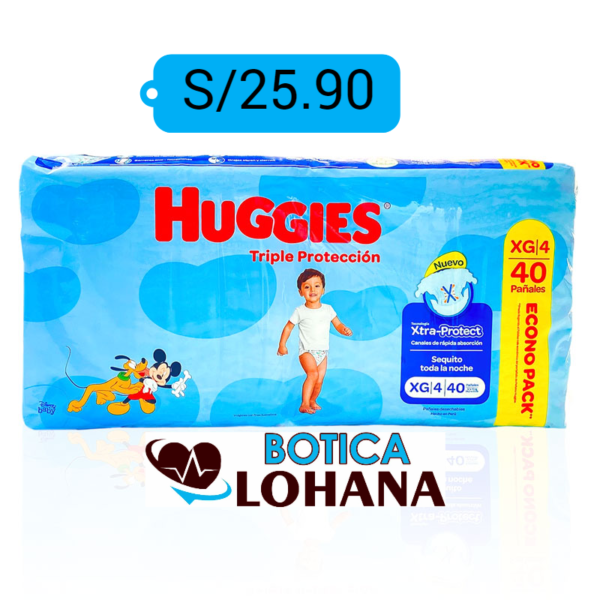 PAÑAL HUGGIES TRIPLE PROTECCIÓN COLOR CELESTE TALLA ( XG )  X 40 UNIDADES ( pañales)...venta x 1paquete