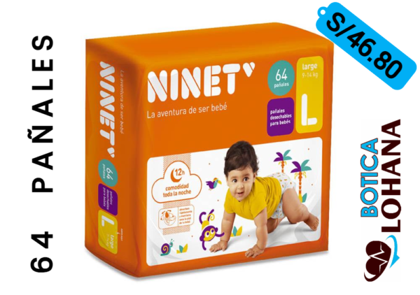 PAÑALES NINET TALLA L X 64 UNIDADES …………..venta x 1 paquete