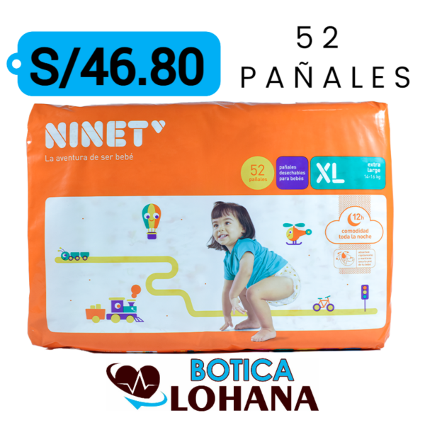 PAÑALES NINET TALLA XL X 52 UNIDADES ...venta x 1paquete