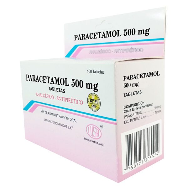 Paracetamol 500 Mg Caja X 100 Tabletas...venta X 1unidad