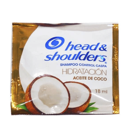 SHAMPOO HEAD & SHOULDERS HIDRATACIÓN ACEITE DE COCO CONT .NETO 18 ML...venta x 1unidad