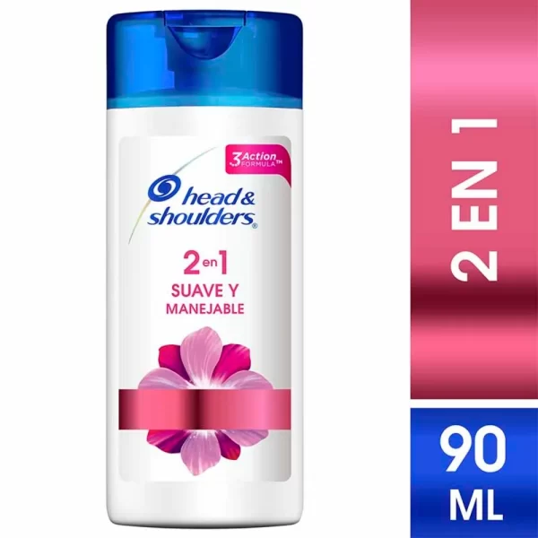 SHAMPOO HEAD & SHOULDERS SUAVE Y MANEJABLE 2 EN 1  CONT.NETO 90ML...venta x 1unidad