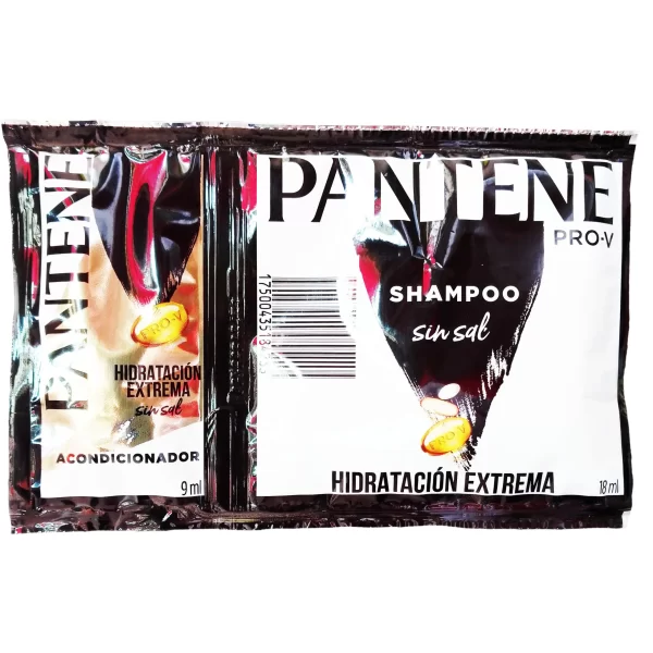 SHAMPOO PANTENE EN SACHET HIDRATACIÓN EXTREMA + ACONDICIONADOR CONT.NETO 18 ML...venta x 1unidad