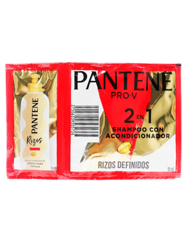 SHAMPOO PANTENE SACHET RIZOS DEFINIDOS + CREMA DE PEINAR CONT NETO 18 ML...venta x 1unidad