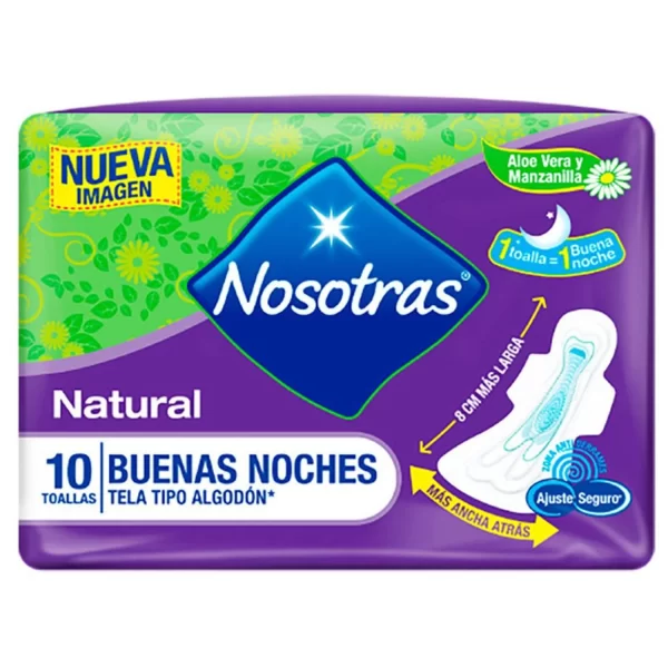 TOALLAS HIGIÉNICAS NOSOTRAS BUENAS NOCHES  X10 UND....venta x 1 paquete