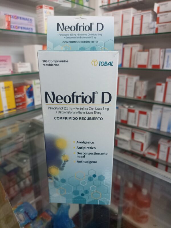 NEOFRIOL D (PARECETAMOL325MG+FENILEFRINACLORHIDRATO5 MG+DEXTROMETORFANOBRONHIDRATO10MG) CAJA X 100 TABLETAS...venta x 1unidad