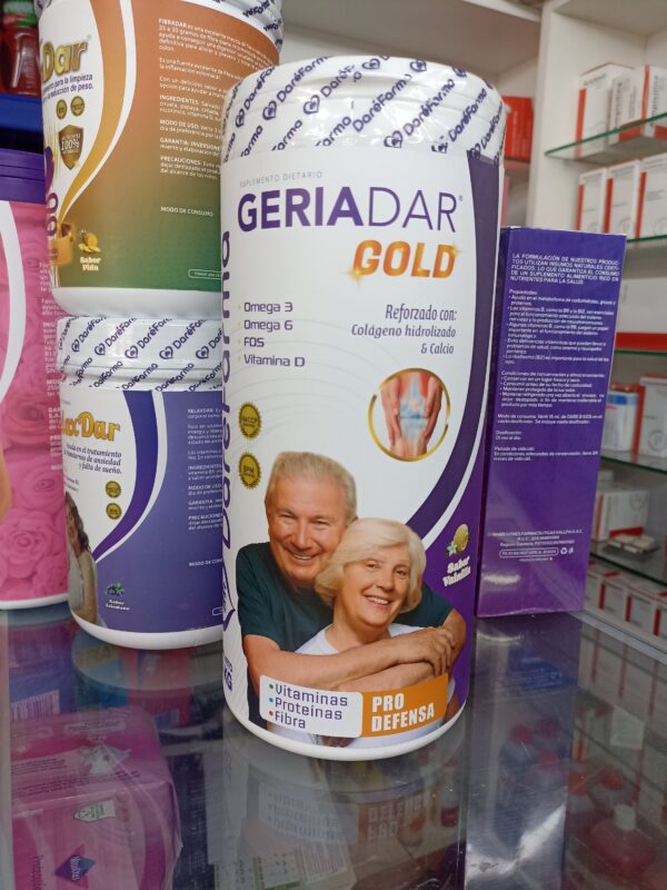 Geriadar gold polvo pote x 1.10 kg (leche descremada,vitaminas a,d3,e,k,c,b1,b2,b6,b12,b5 etc)