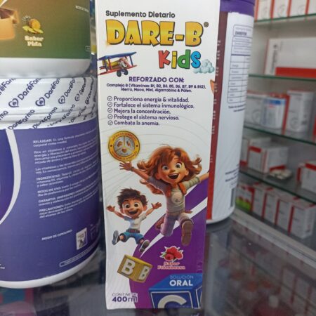 Dare B Complex Kids frasco x 400 ml (b1,b2,b3,b5,b6,b7,b9,b12 polen ,algarrobina, miel de abeja,maca negra)...........venta x una unidad