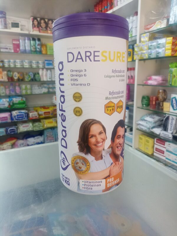 Daresure(vit A,D3,E,K,C,B1,B2,B6,B12,B3,B5,acido folico calcio,hierro)con sabor a vainilla 1.1kgr ....venta x una unidad